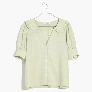 Madewell Linen-Blend Peter Pan Collar Shirt Sunfaded Mint Small
